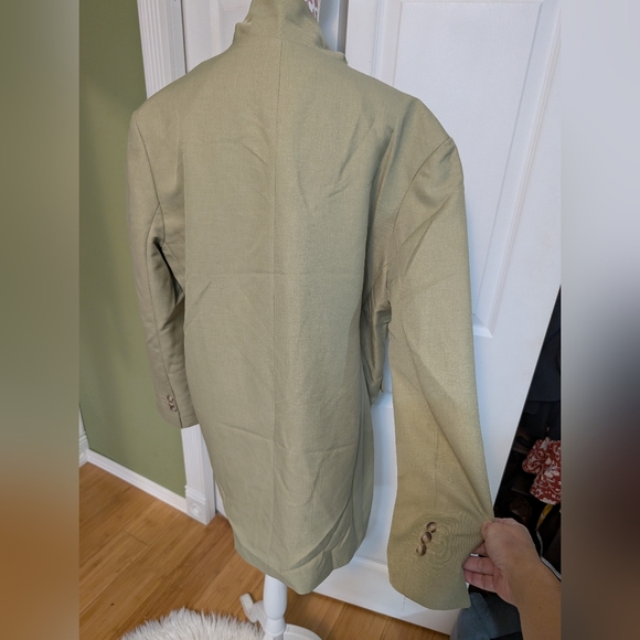 Topshop Tailored Dad Blazer Mini Dress Ecru Cream  Oversized Sz large - Picture 2 of 4